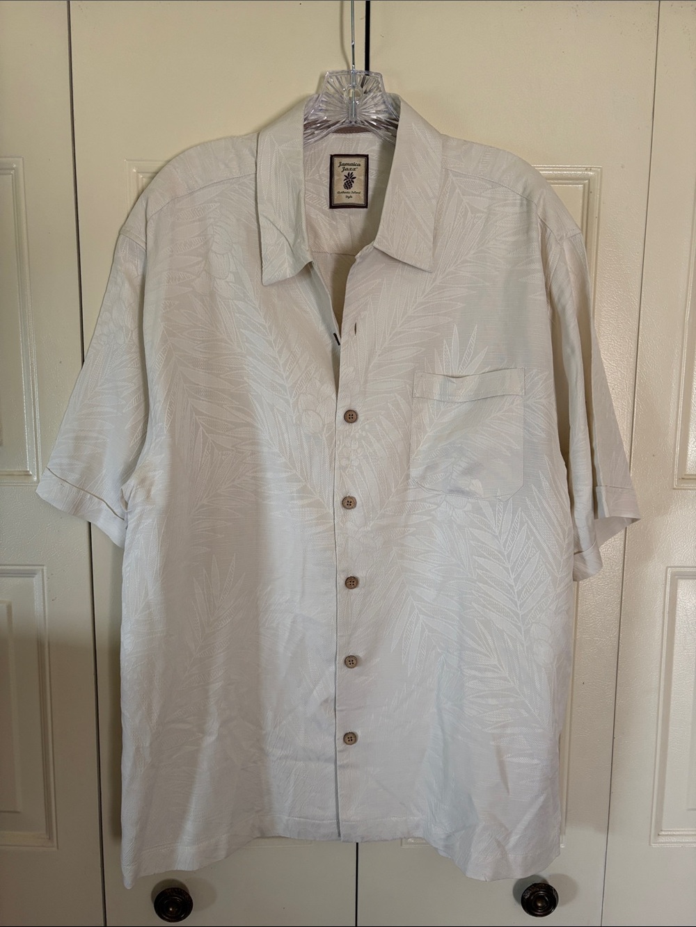 Silk Jamaica Jaxx Resortwear Beachy Coastal Island Palms Tropical Vacation Sz. L